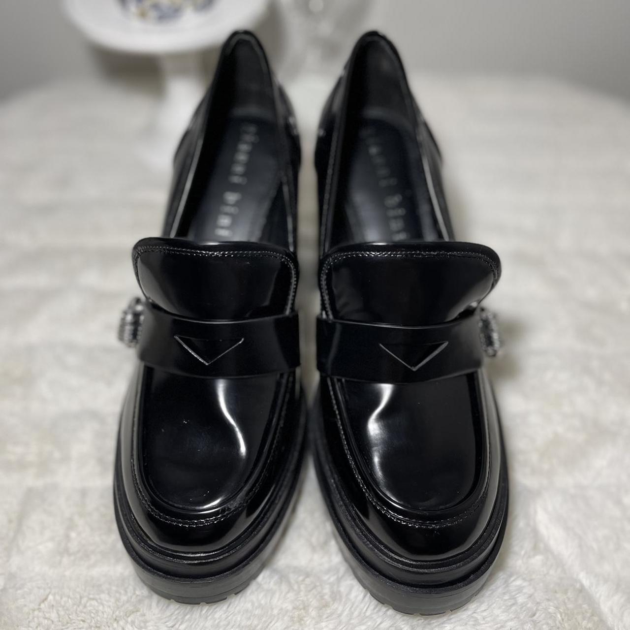 Gianni Bini Women's Black and Silver Loafers | Depop
