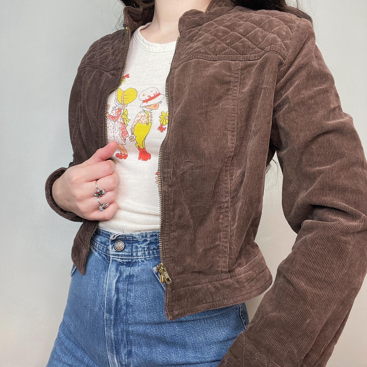 Vintage late 70s brown corduroy cropped jacket by... - Depop