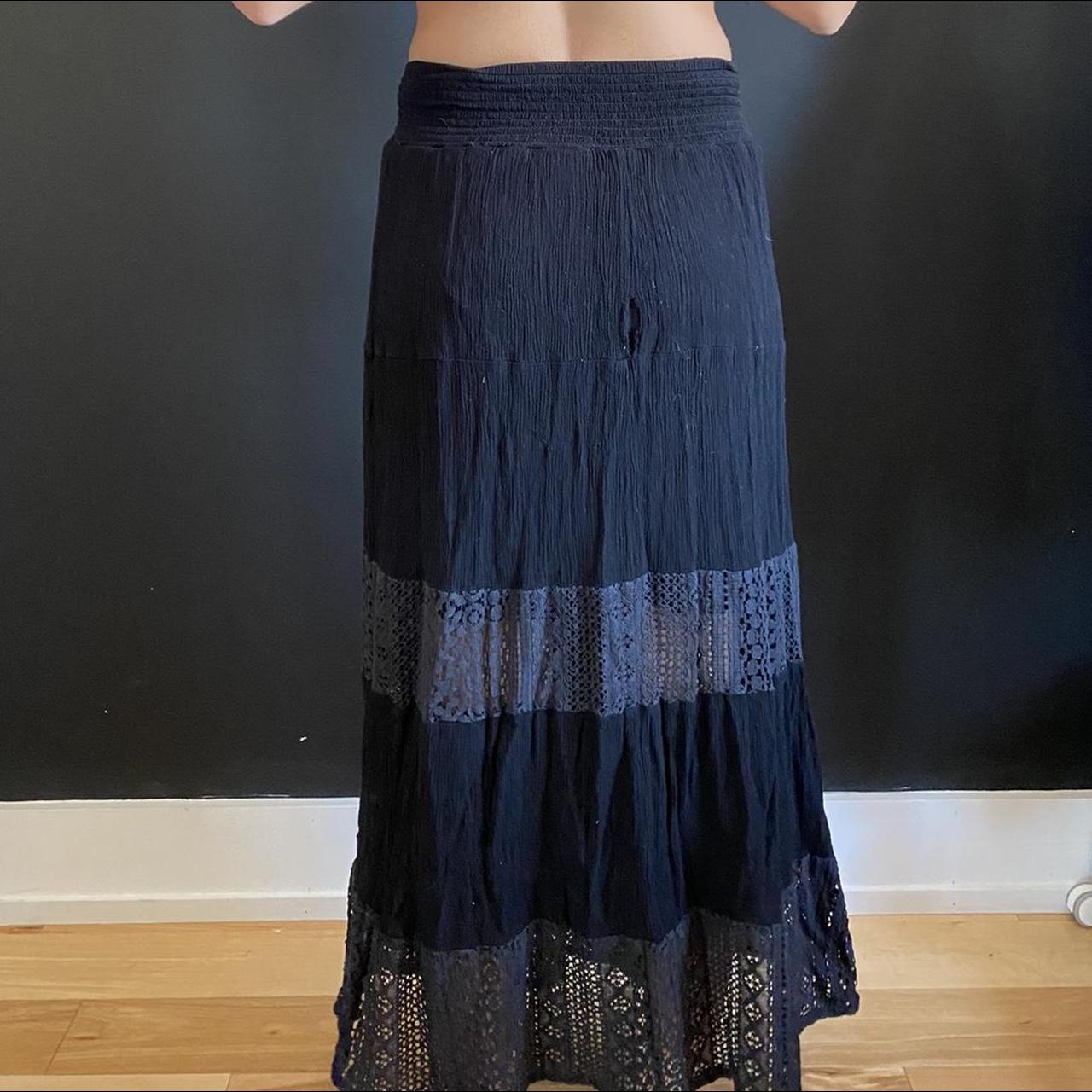 Black Boho Maxi Skirt. 2000s Tiered Maxi Skirt.... - Depop