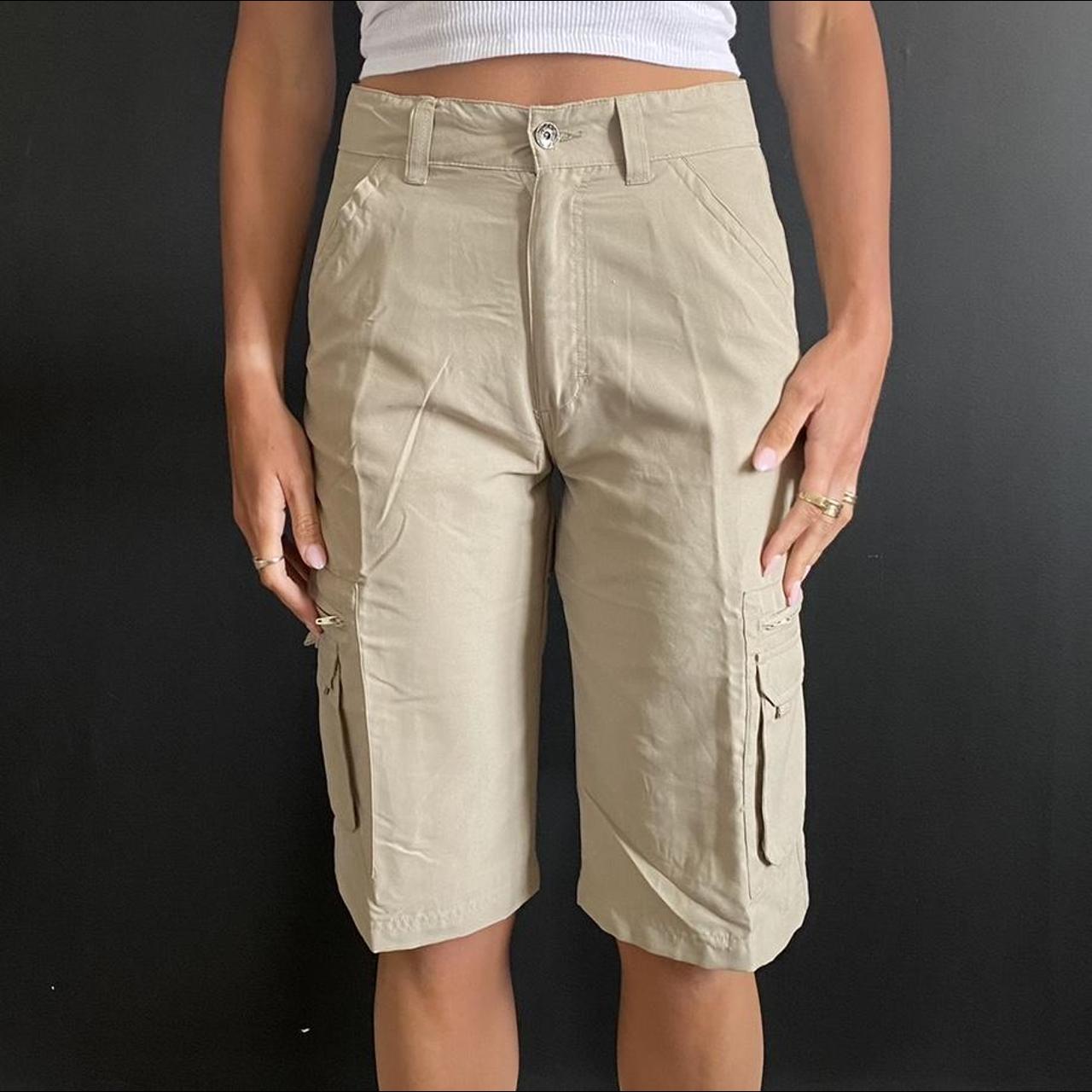 Girl's Arizona Jeans Cargo Capri Pants Beige Flex Waistband Size 12R (25x14  )