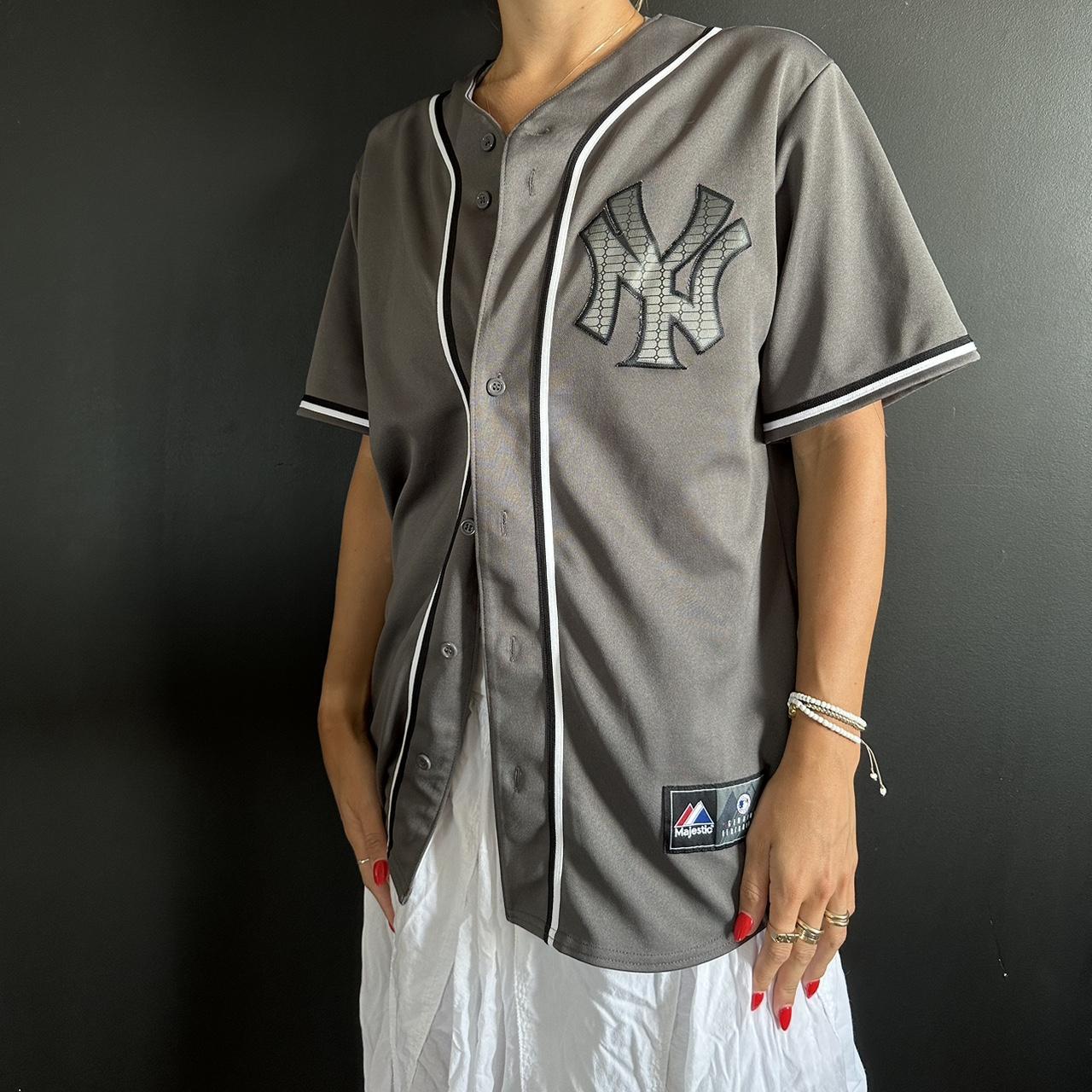 Vintage Majestic New York Yankees Mesh Jersey White - Depop