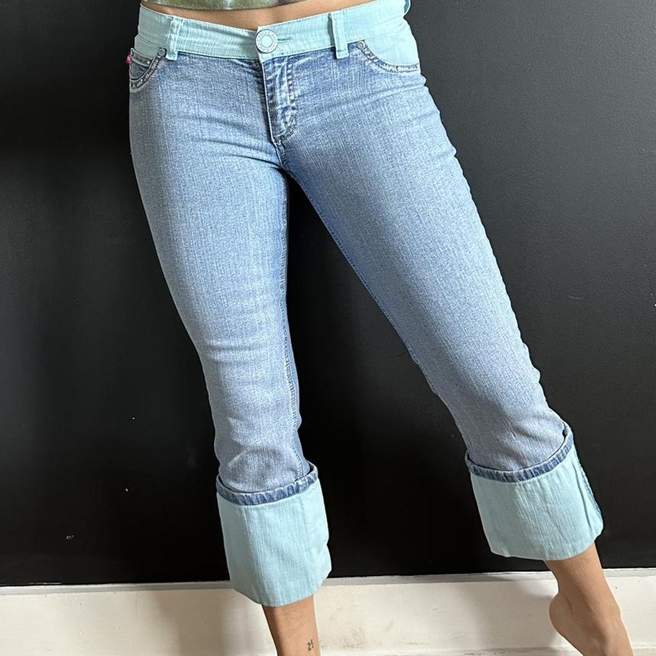 Denim capris Lace up denim capris Vintage low