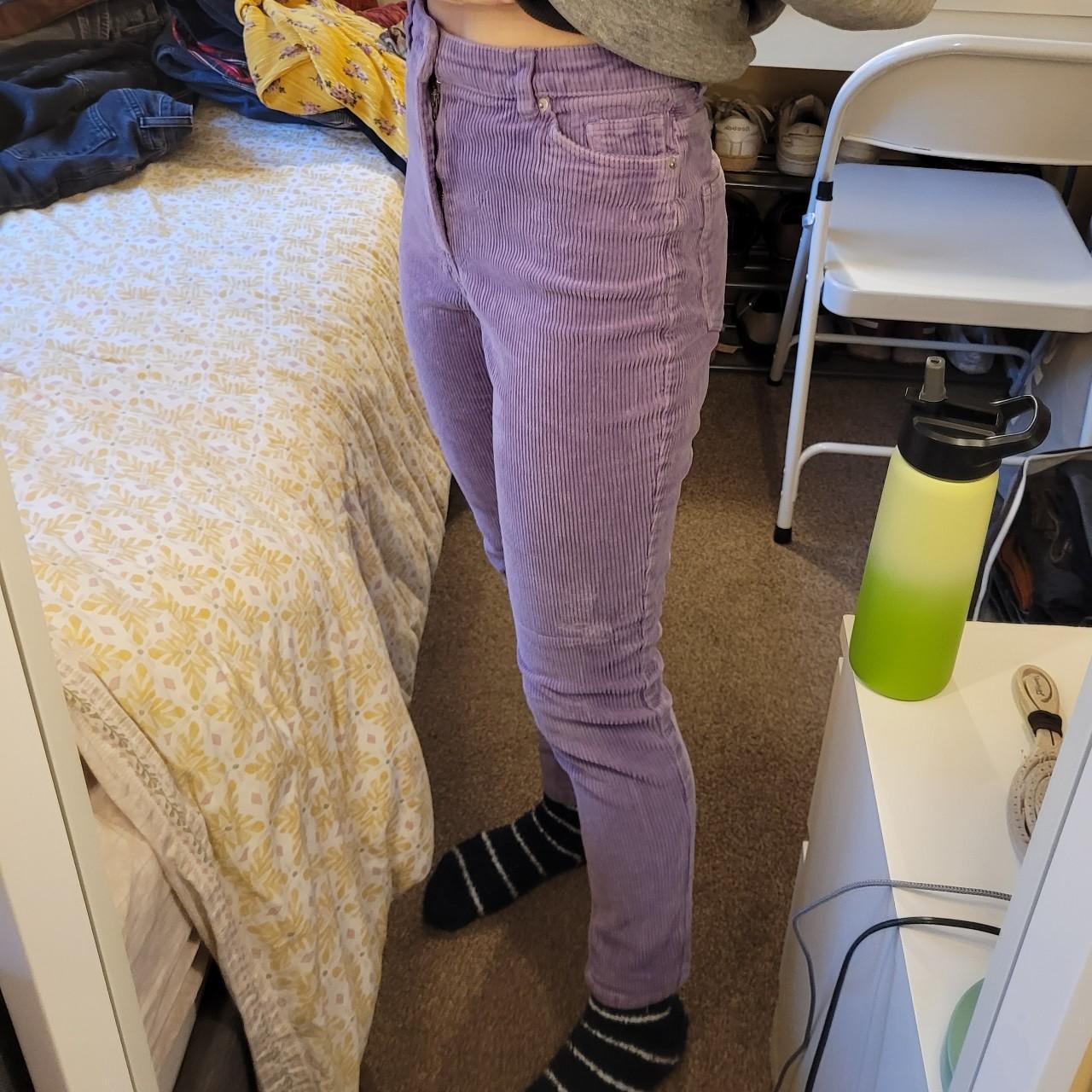 BDG Lilac Acid Wash Corduroy Mom Jeans in Purple