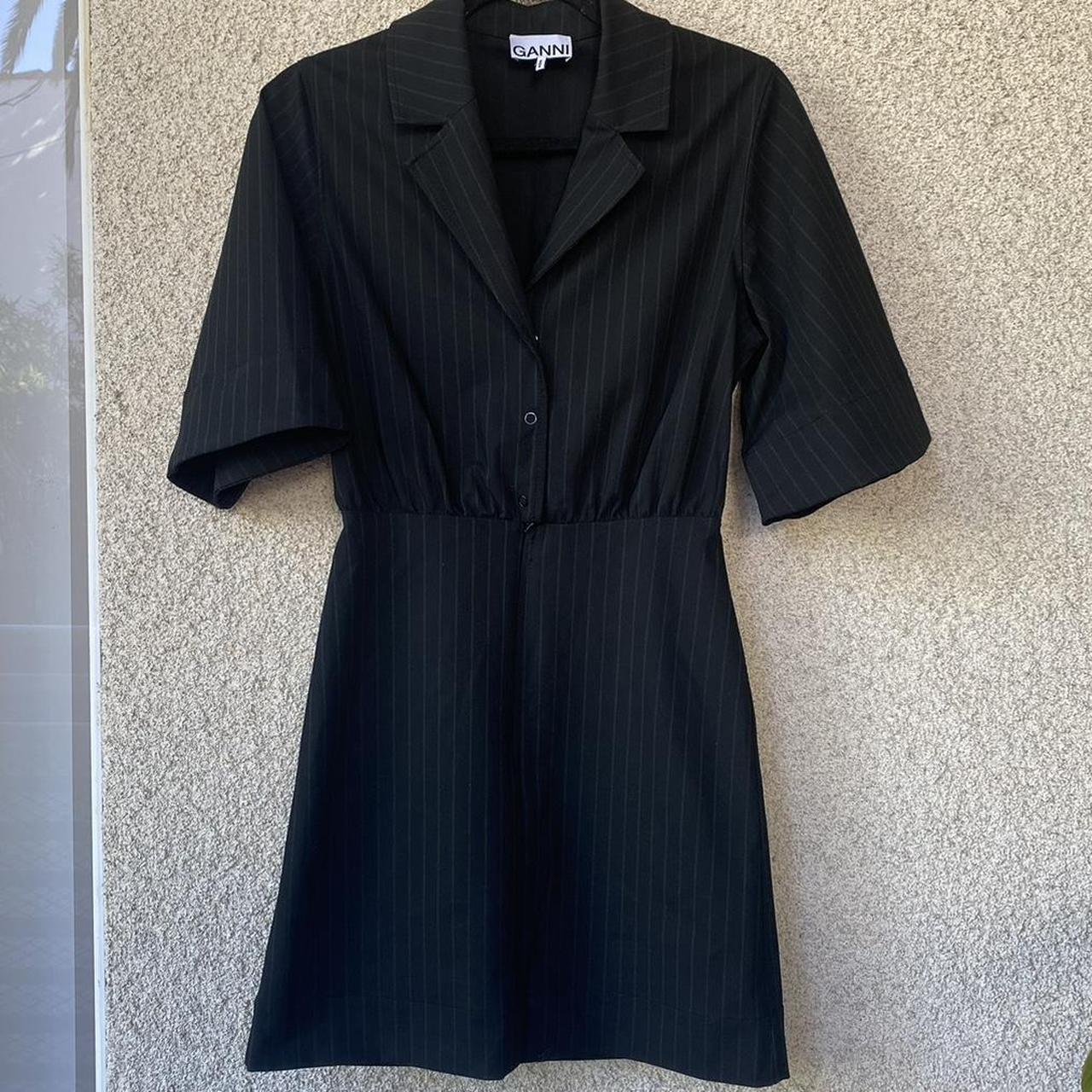 Ganni pinstripe mini dress crafted in stretch Depop