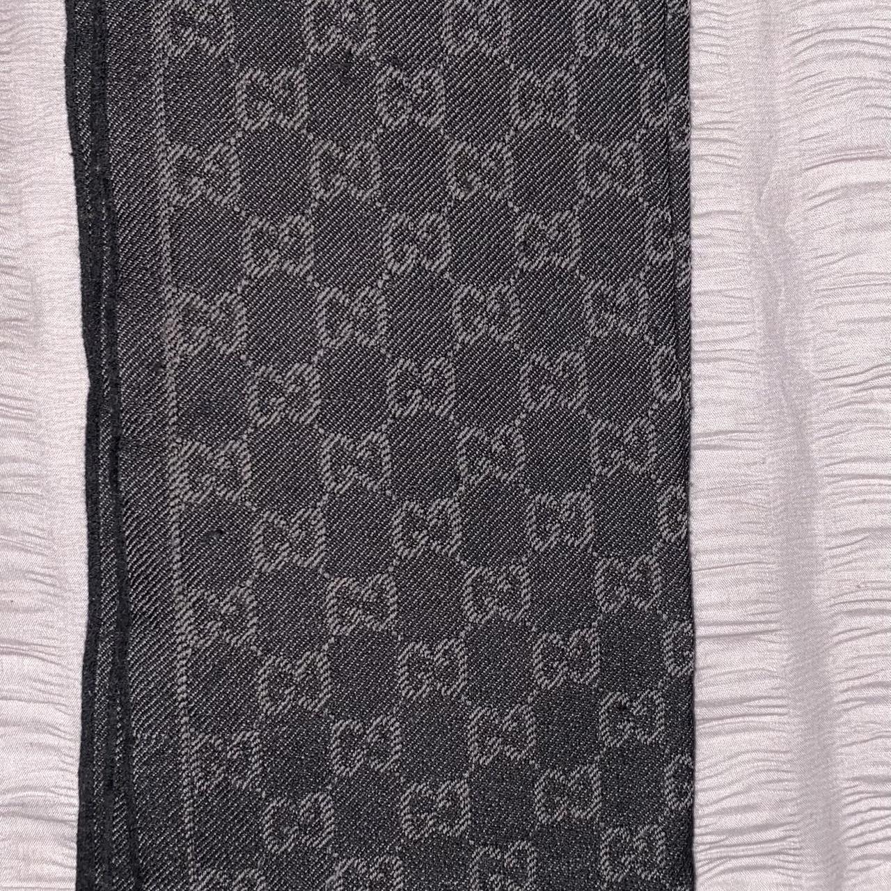 Gucci Scarf Black & Grey symbol Authentic Sten... - Depop