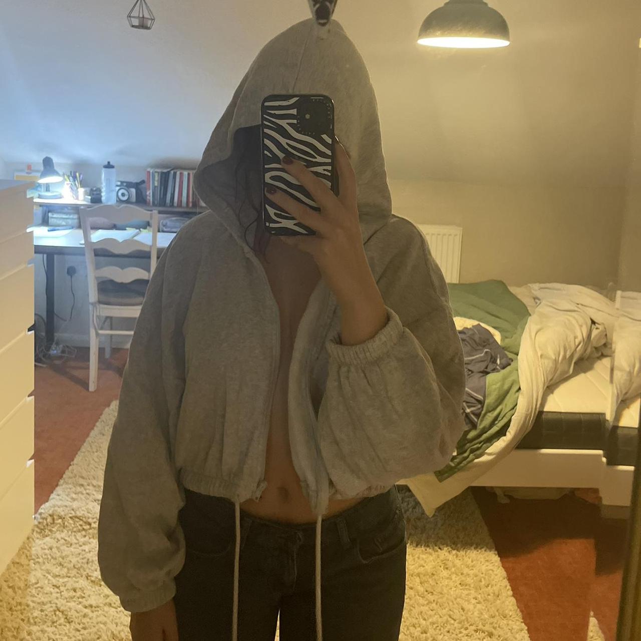 cropped zip up hoodie h&m