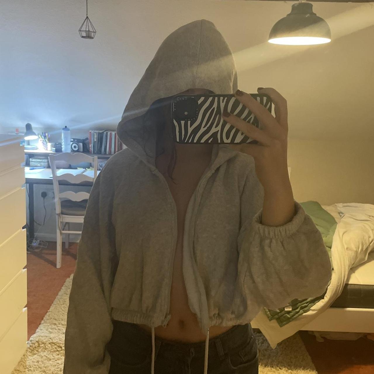 cropped zip up hoodie h&m