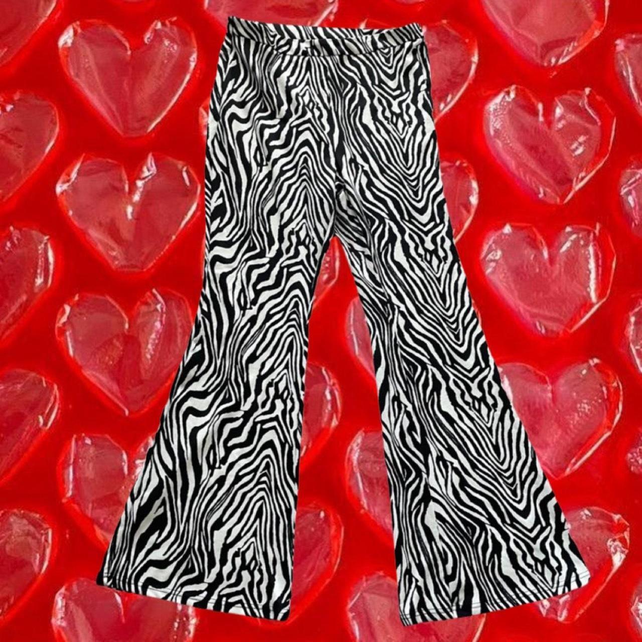 SIZE XL Shein zebra print high waisted flared pants... Depop