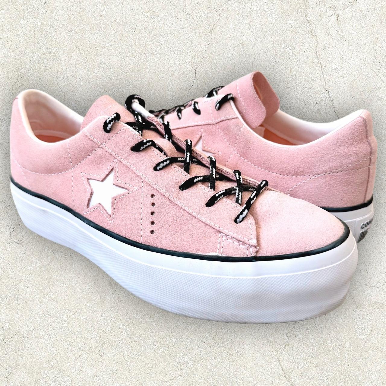 baby pink platform suede converse one star trainers