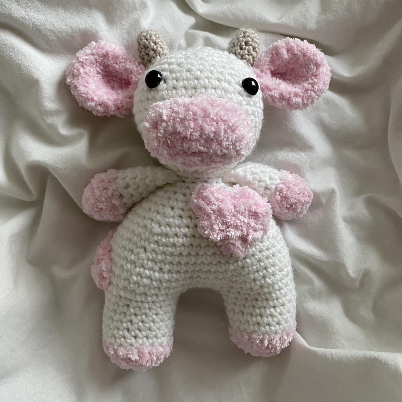 A handmade crochet stuffed cow #handmade #crochet... - Depop