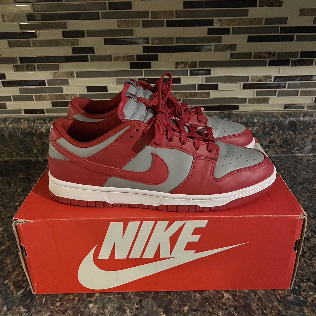 Nike Dunk Retro Medium Grey Varsity Red UNLV (2021)... - Depop