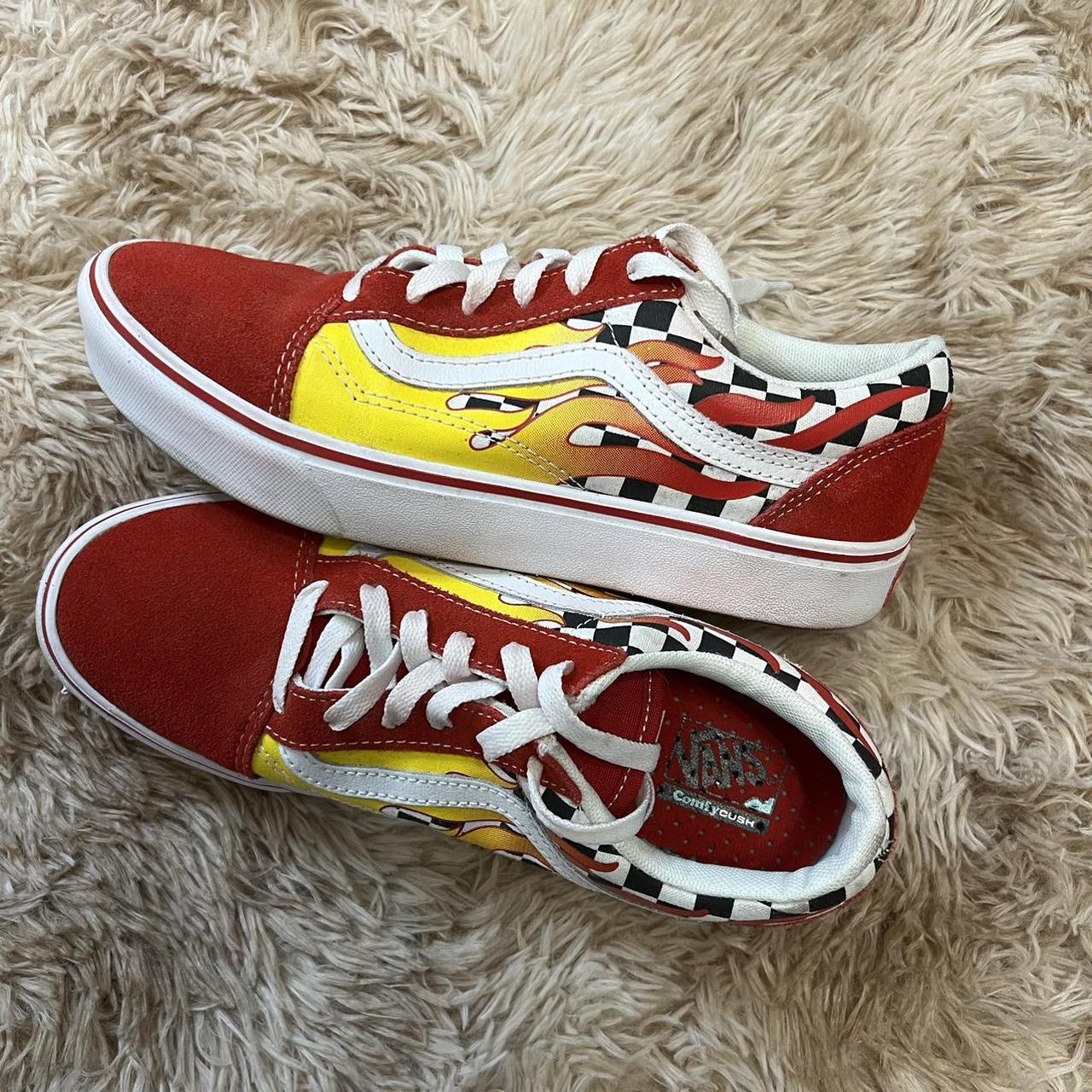 Vans Old Skool red and yellow checkered flame vans