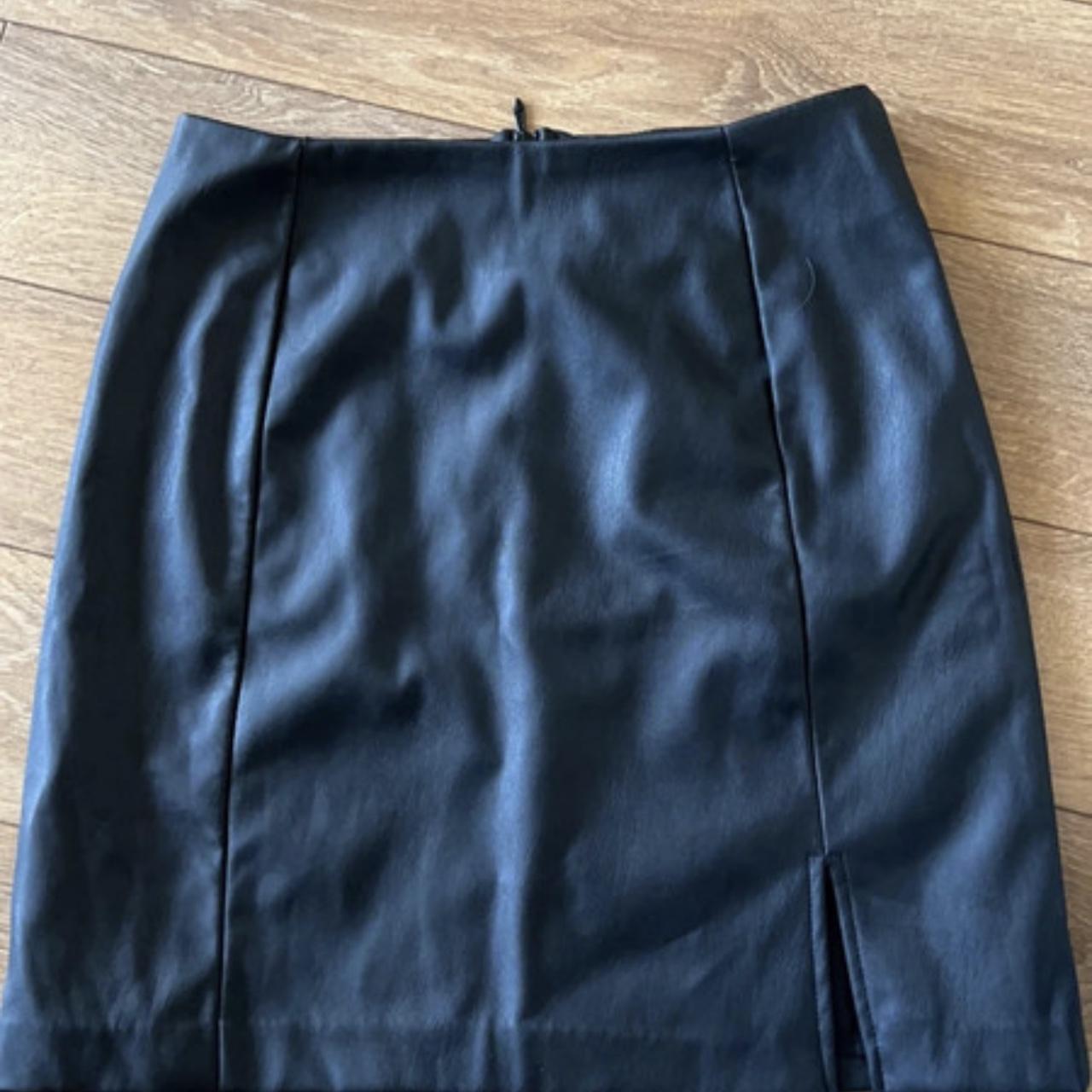 New Look Black leather mini skirt Size 8 Regular... - Depop