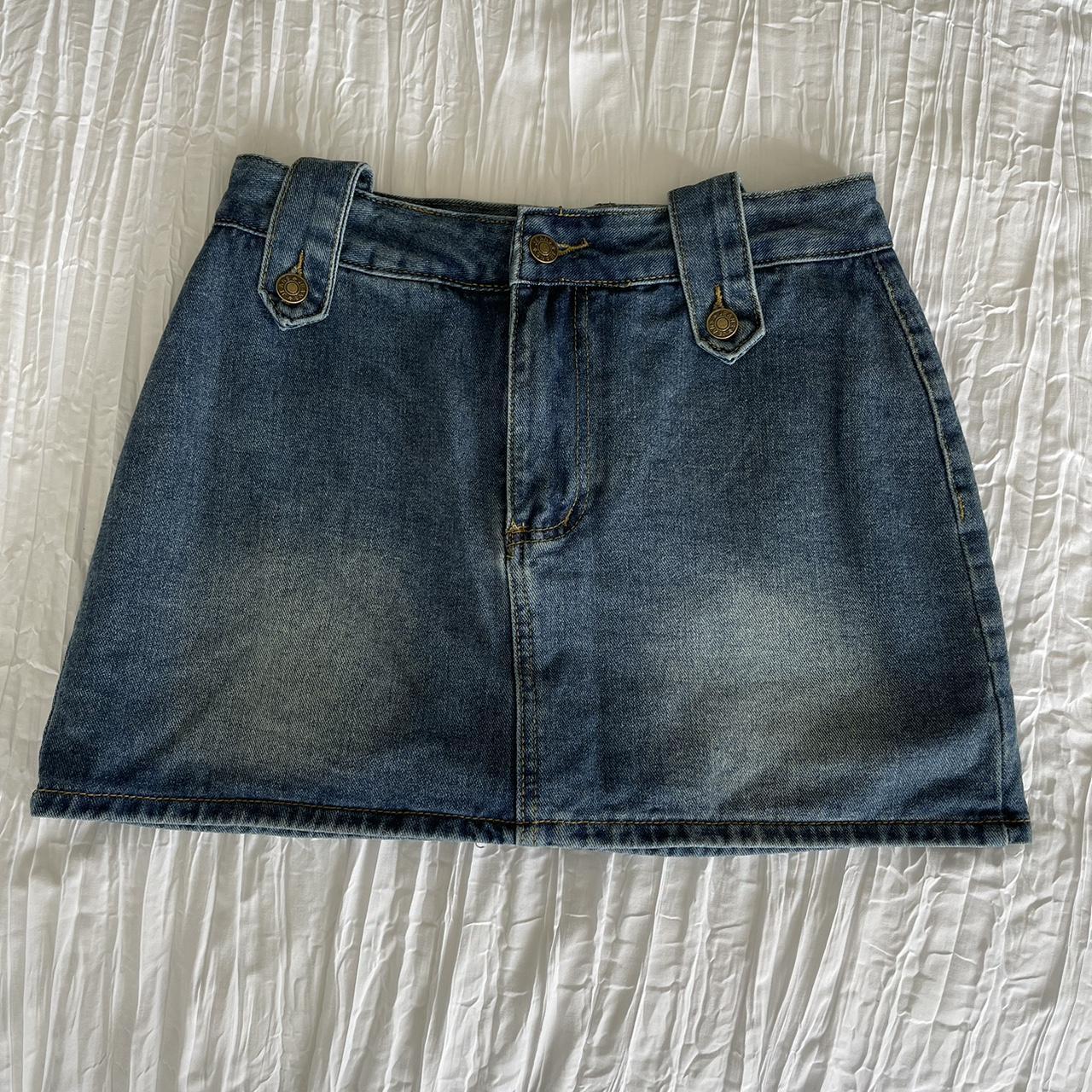 Romwe Women's Blue Skirt | Depop