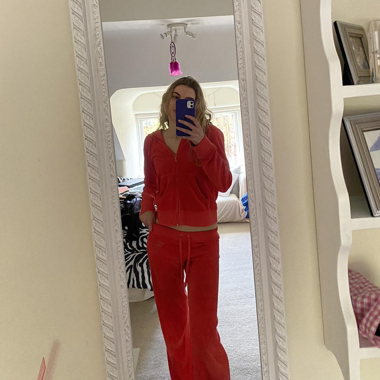 JUICY COUTURE ジューシークチュール 赤 ボーダー ベアトップ Red velour juicy couture tracksuit set Bottoms size | Depop