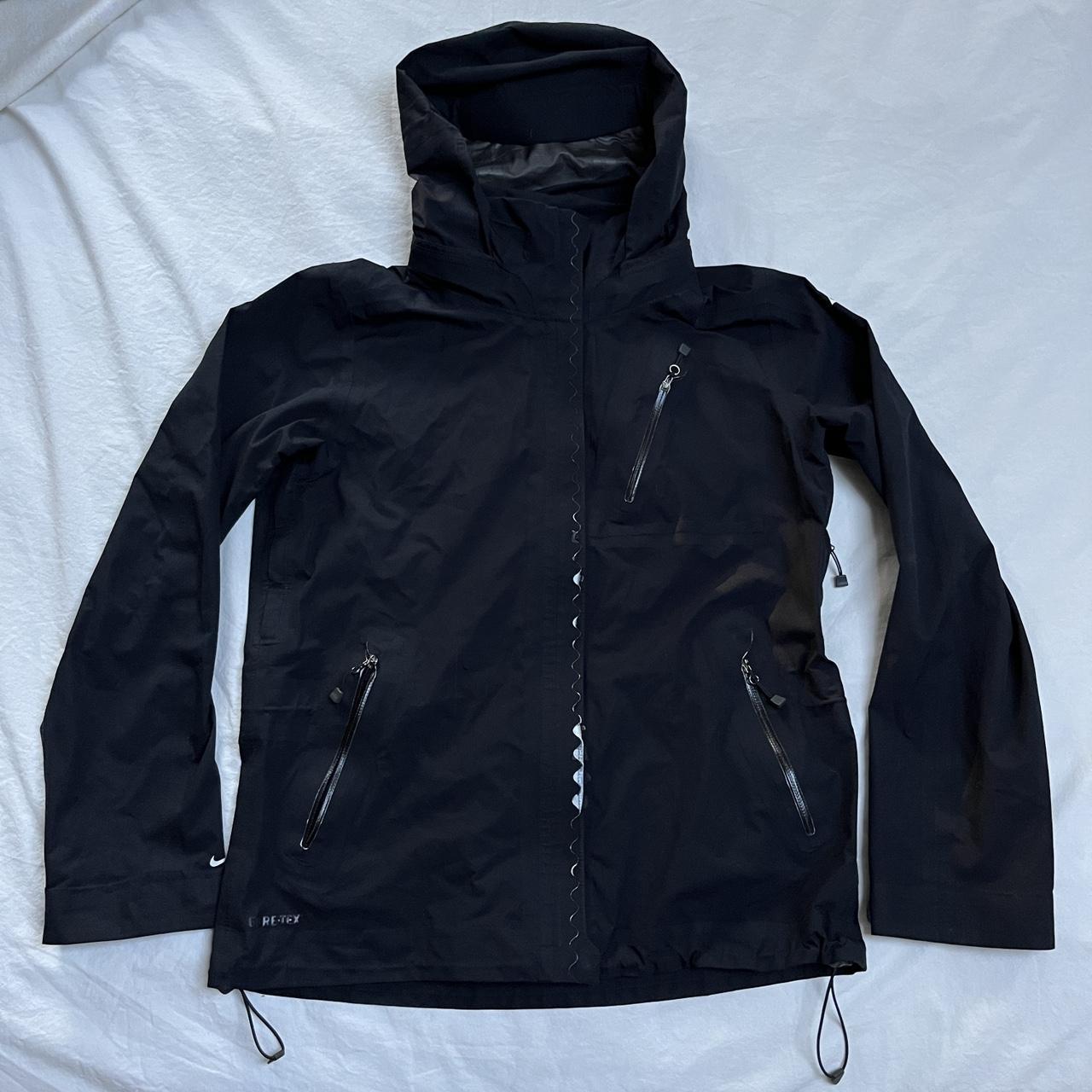 Nike ACG goretex rain jacket. All black with white... - Depop