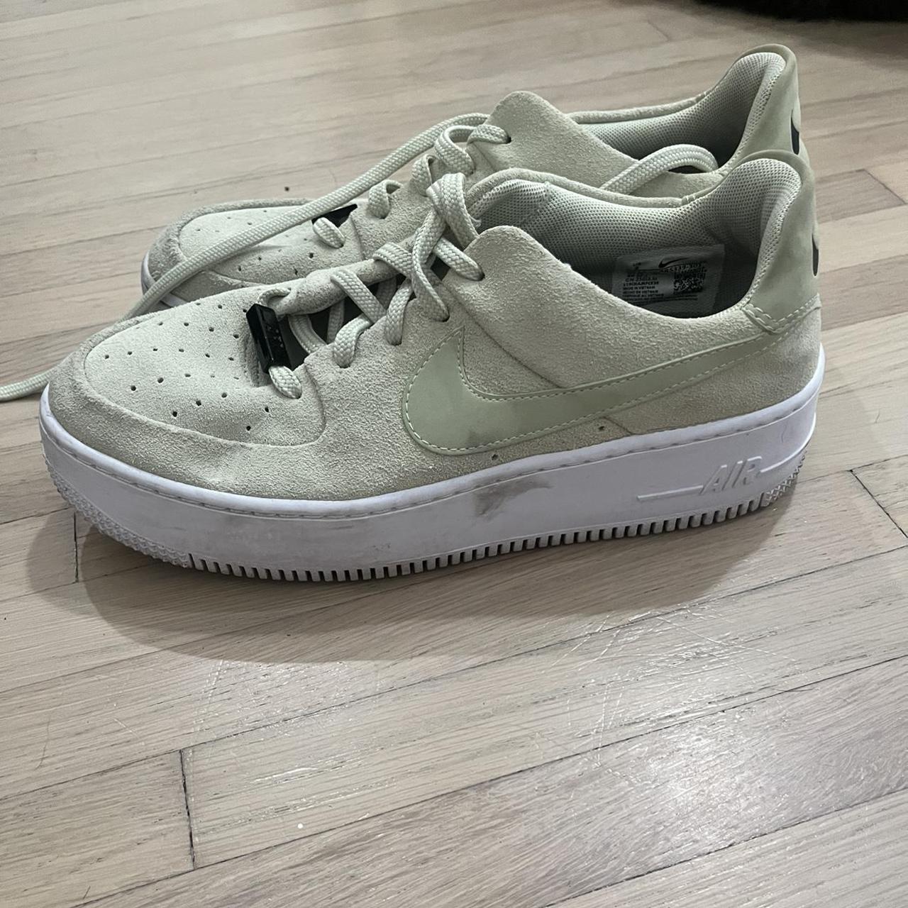 sage green suede nike air force one s. very in style. Depop