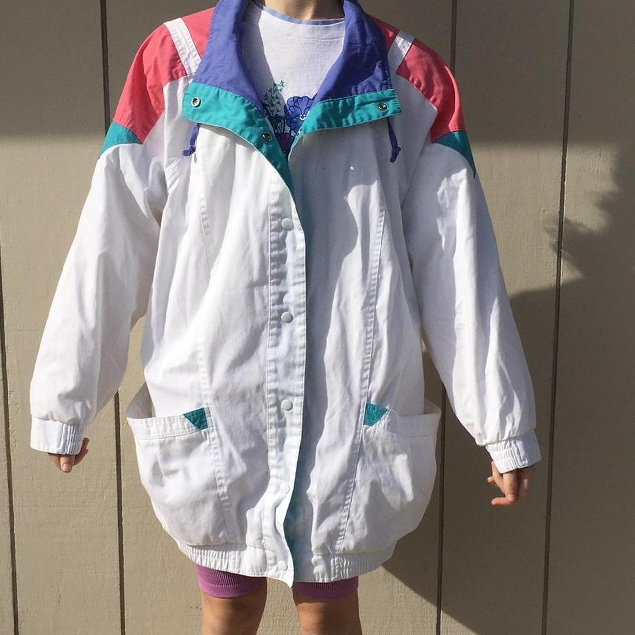 80s Windbreaker Jacket Vintage 80s White Color Depop   P0 