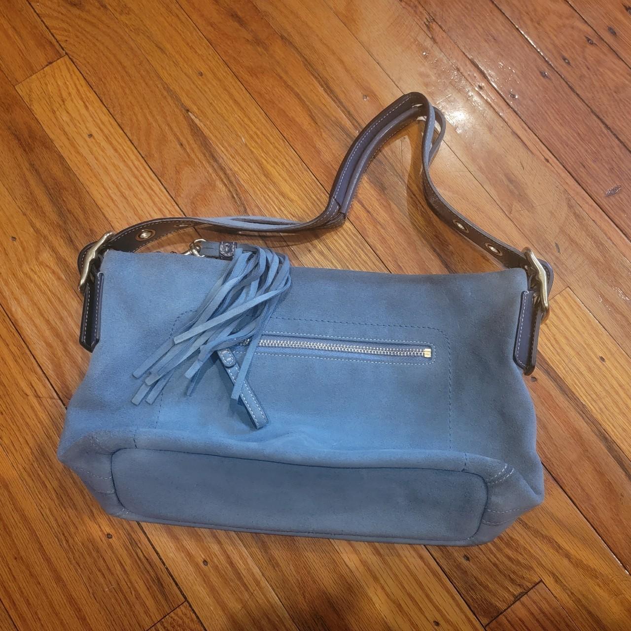 Coach blue best sale suede purse