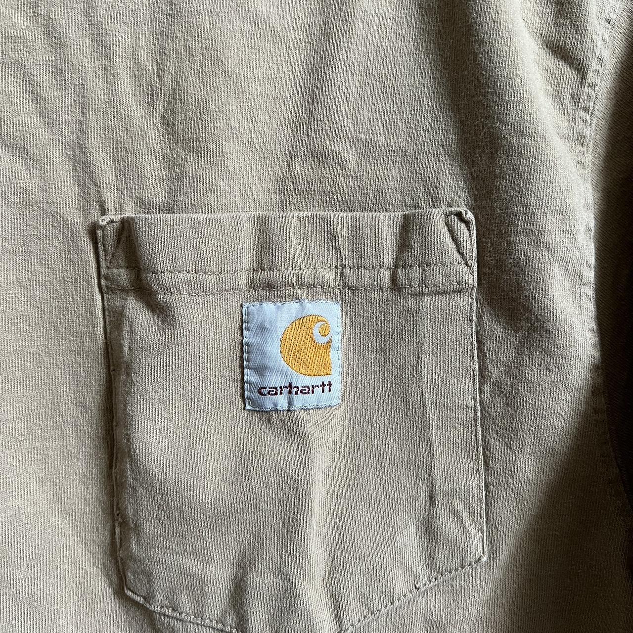 Carhartt Women's Khaki and Tan T-shirt | Depop