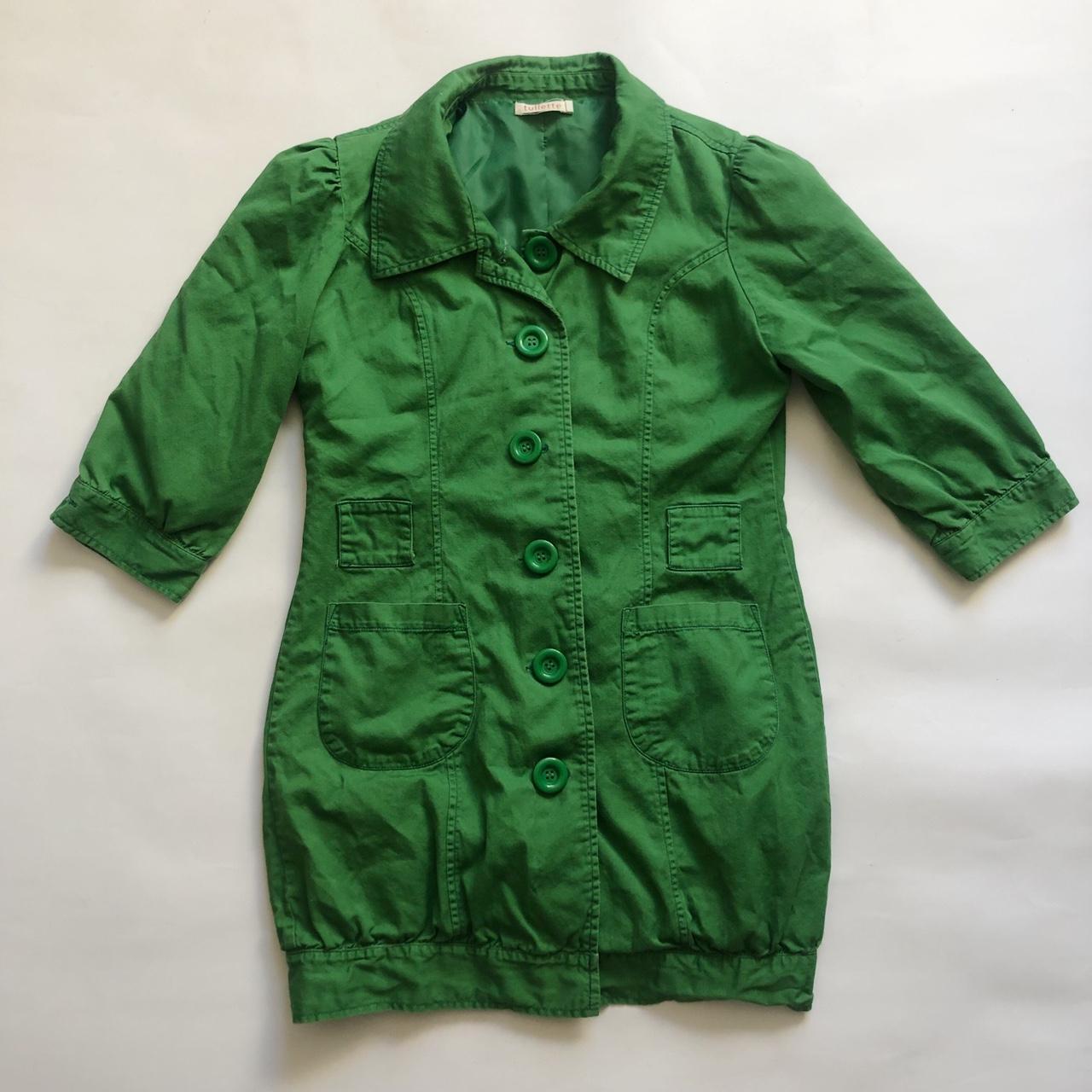 Y2K Vintage Green Puff-Sleeve Collared Jacket, size...