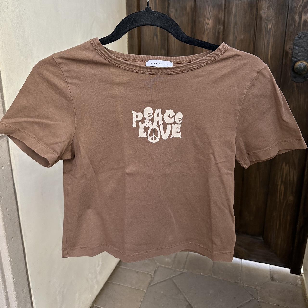 Top shop Peace and Love brown baby tee🤎 babytee... Depop