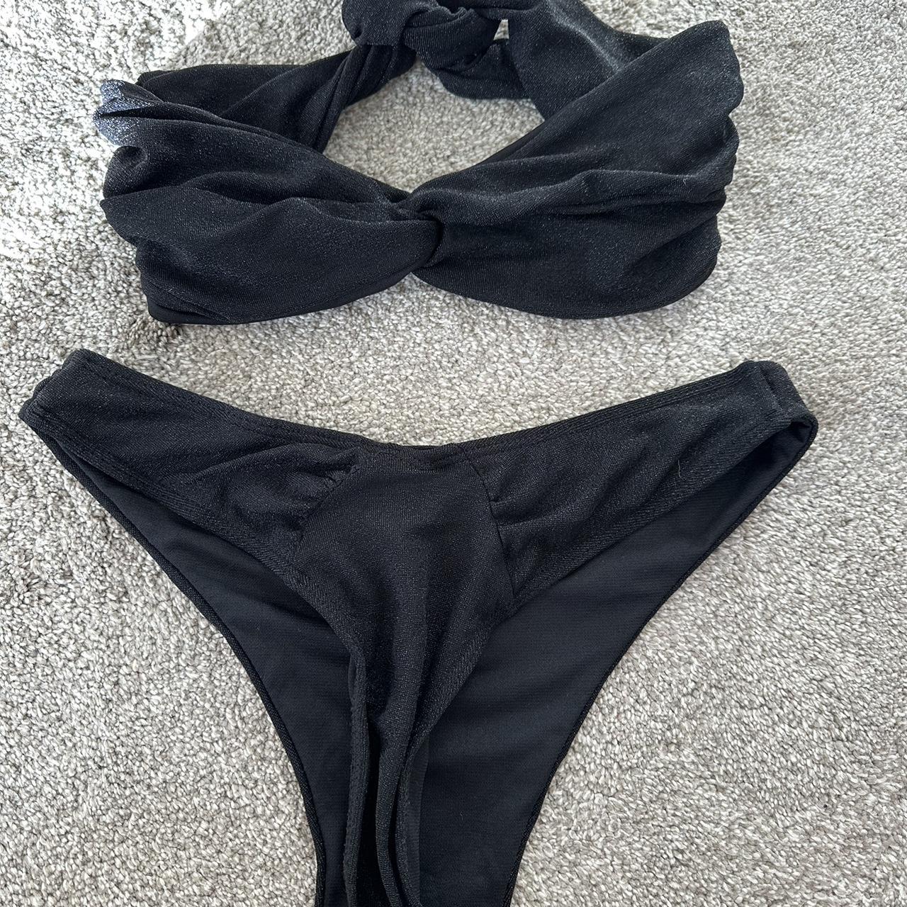 Black shimmer bandeau bikini Bottoms size 10 **... - Depop