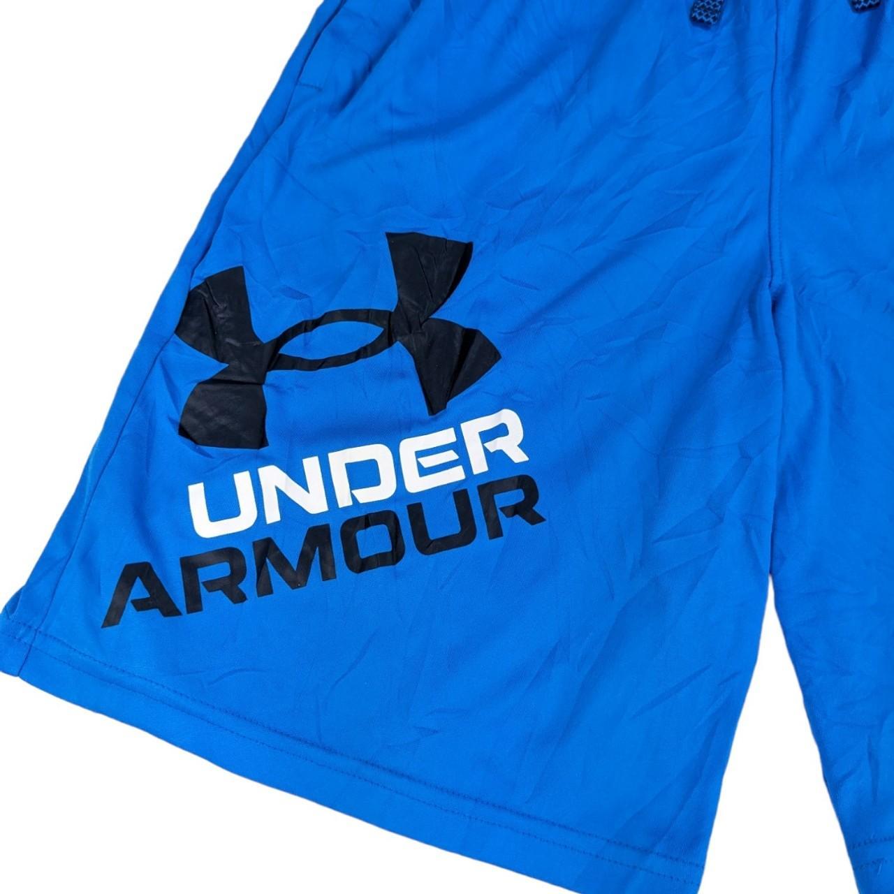 Under Armour blue sports shorts Large black & white... - Depop