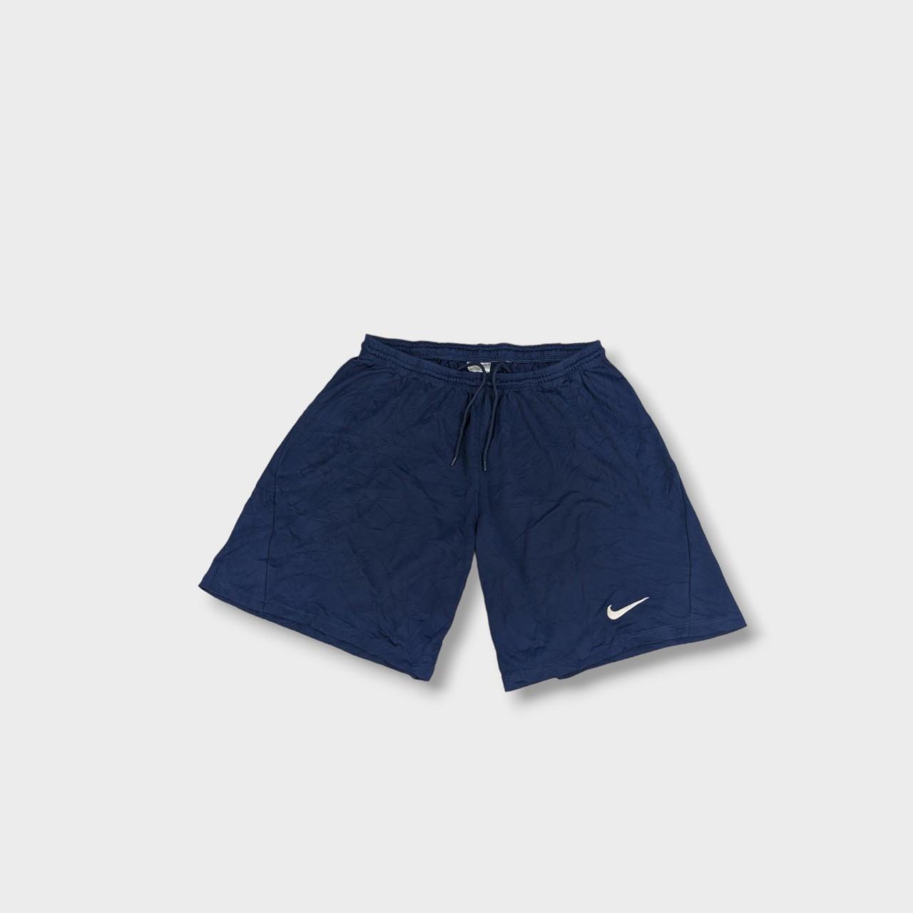 Nike navy blue drifit sports shorts Embroidered... Depop