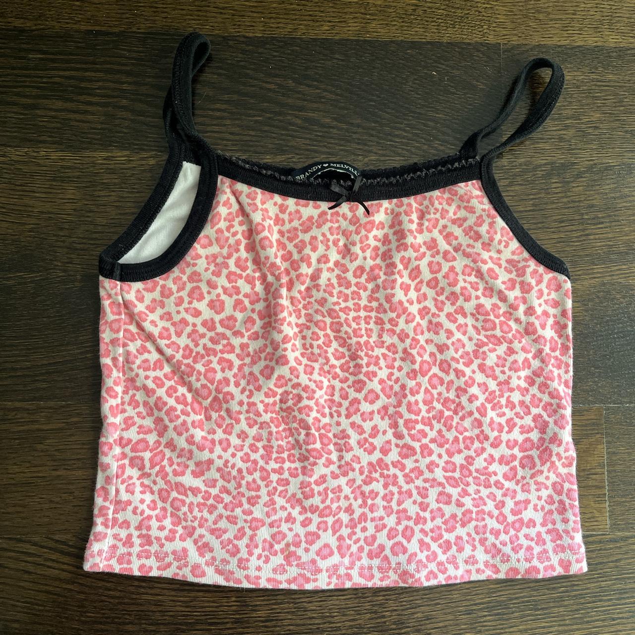 brandy melville pink cheetah tank fits xs-m - Depop