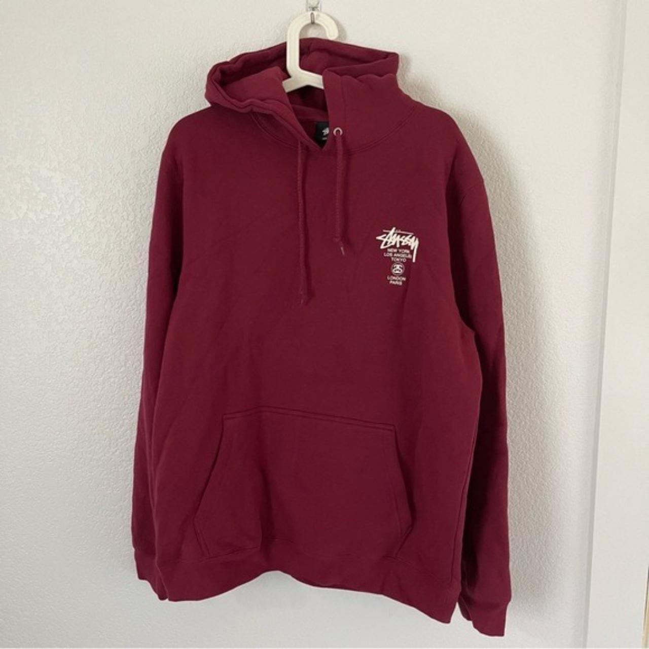 Stüssy Men's Red Hoodie | Depop