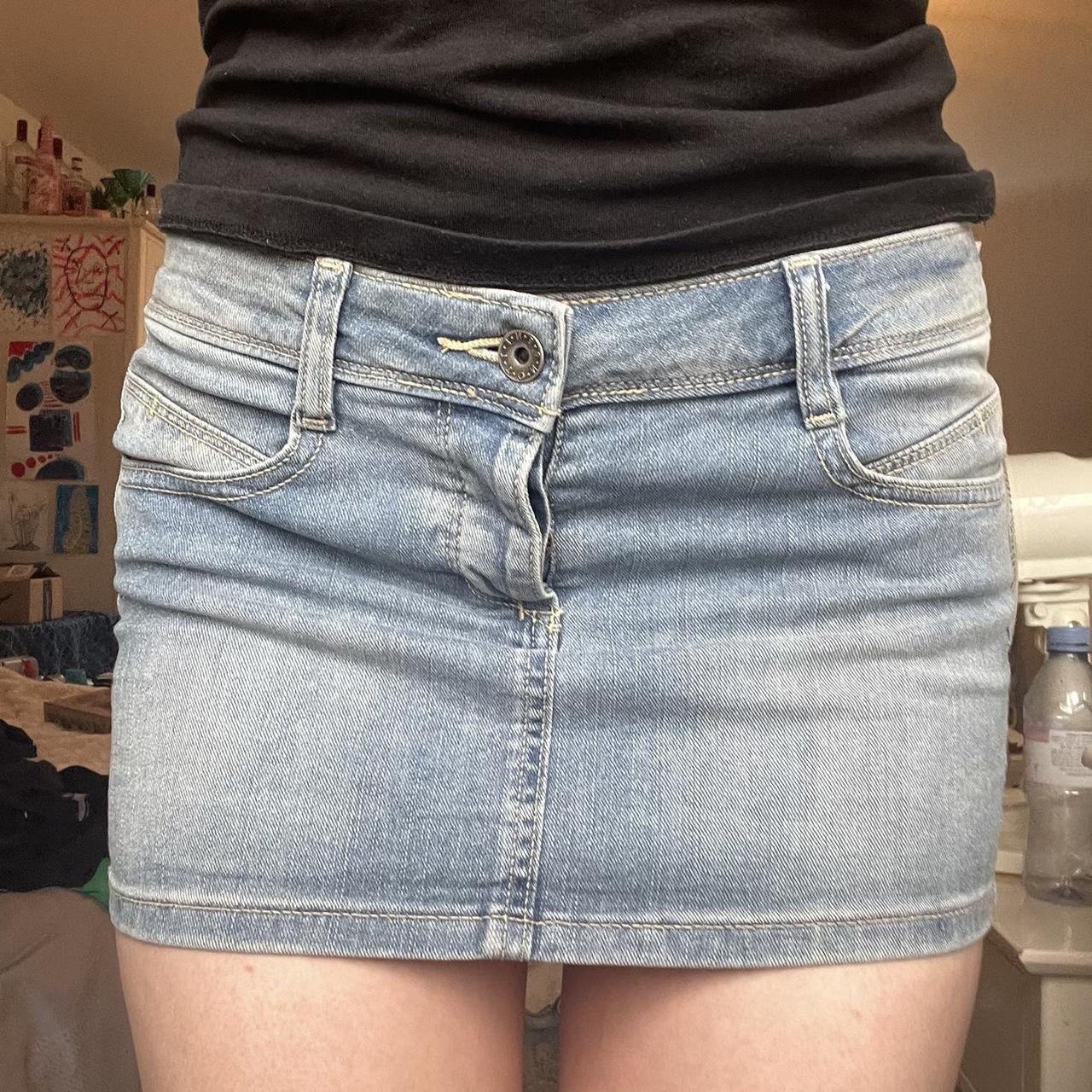 cutest ever denim skirt size s (8) very stretchy and... - Depop