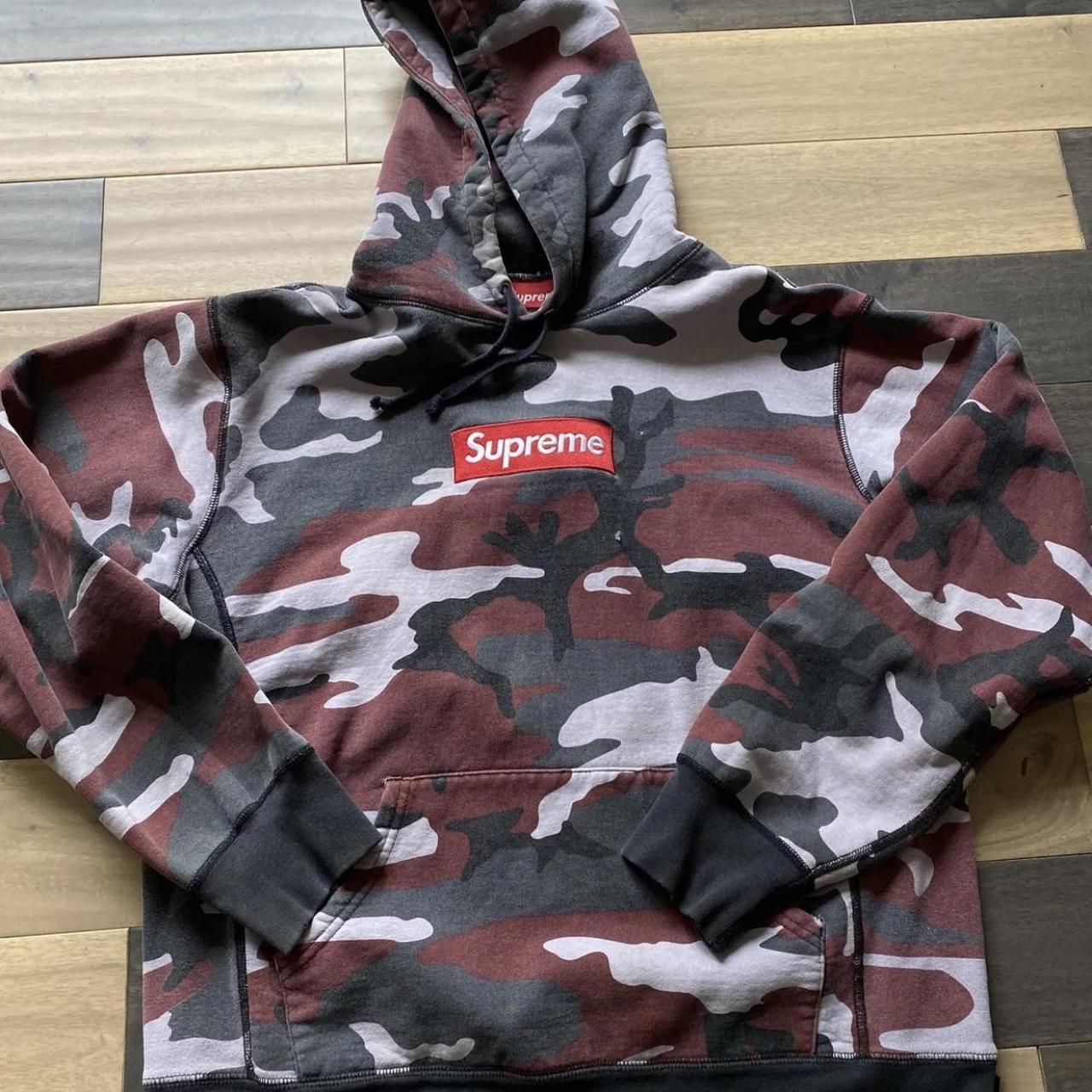 Supreme red on red box logo hoodie Fw13 Size - Depop