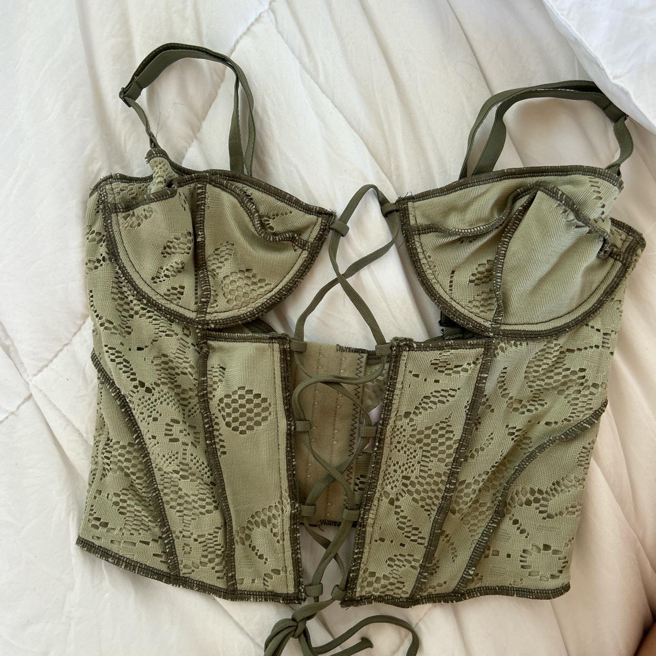 Grayish green corset top Depop