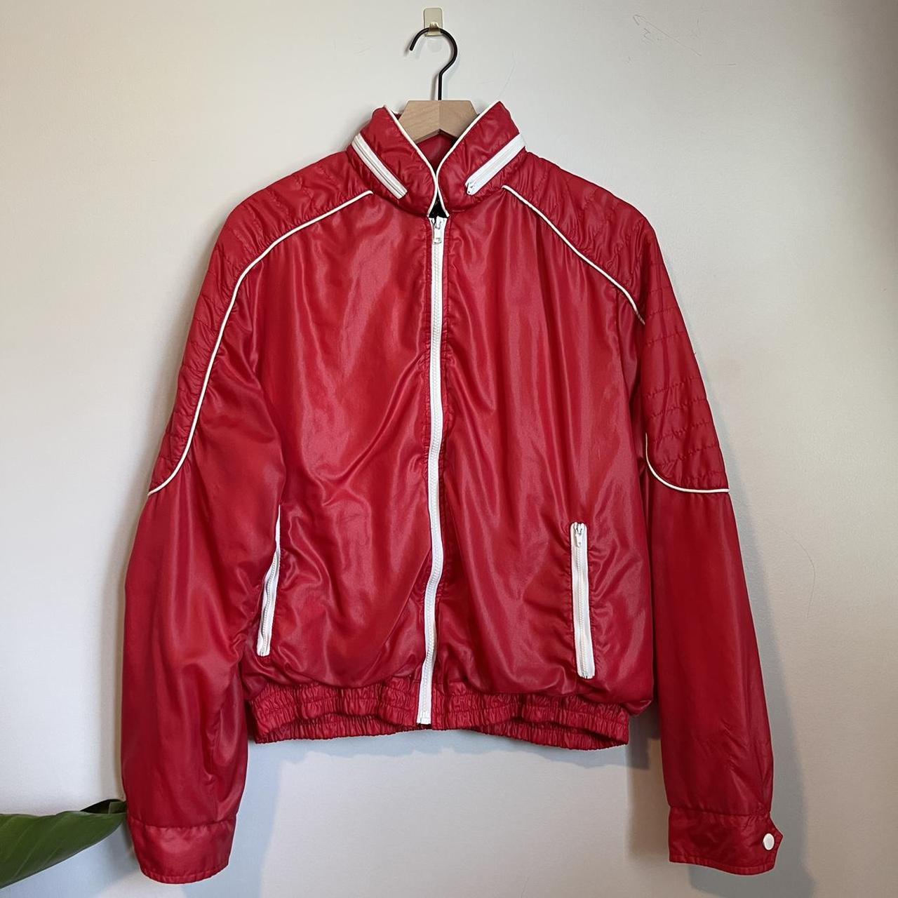 60s-70s vintage nylon windbreaker. Bright red with...