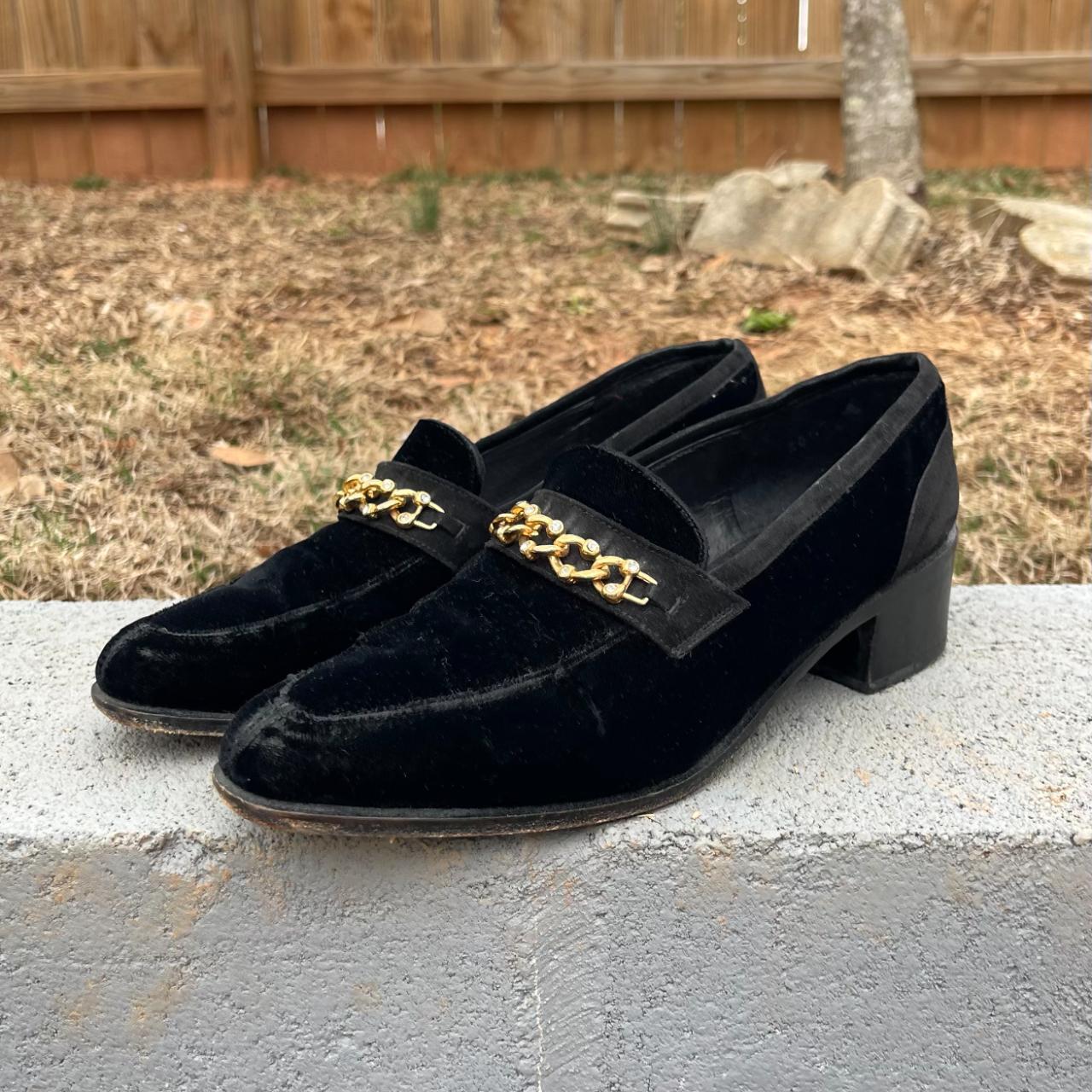 Donald Pliner Womens Black And Gold Loafers Depop 5170