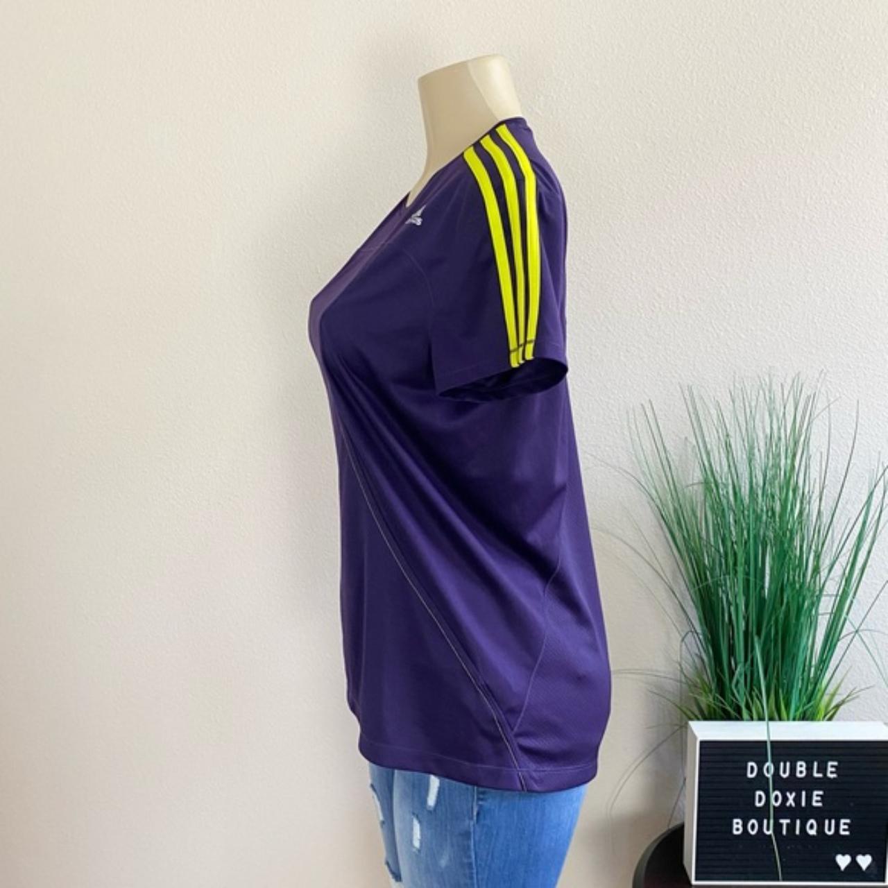 ADIDAS | Purple And Neon Yellow Running Shirt Sz | Depop
