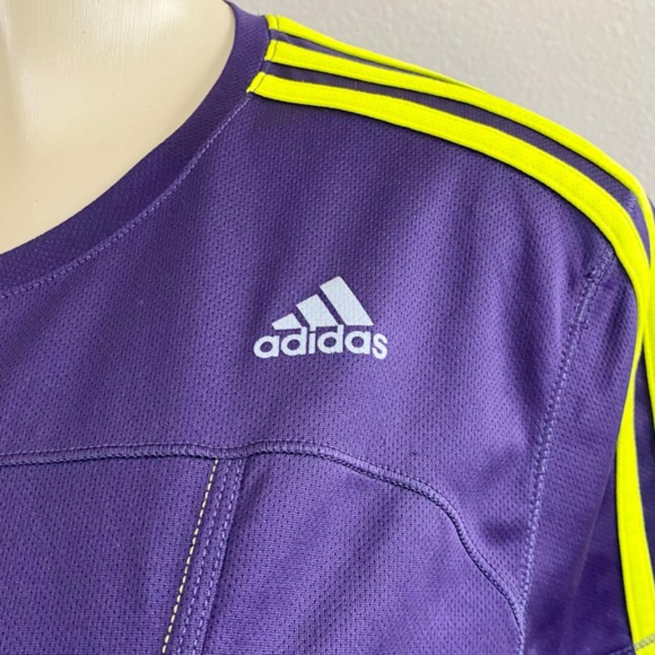 ADIDAS | Purple And Neon Yellow Running Shirt Sz | Depop