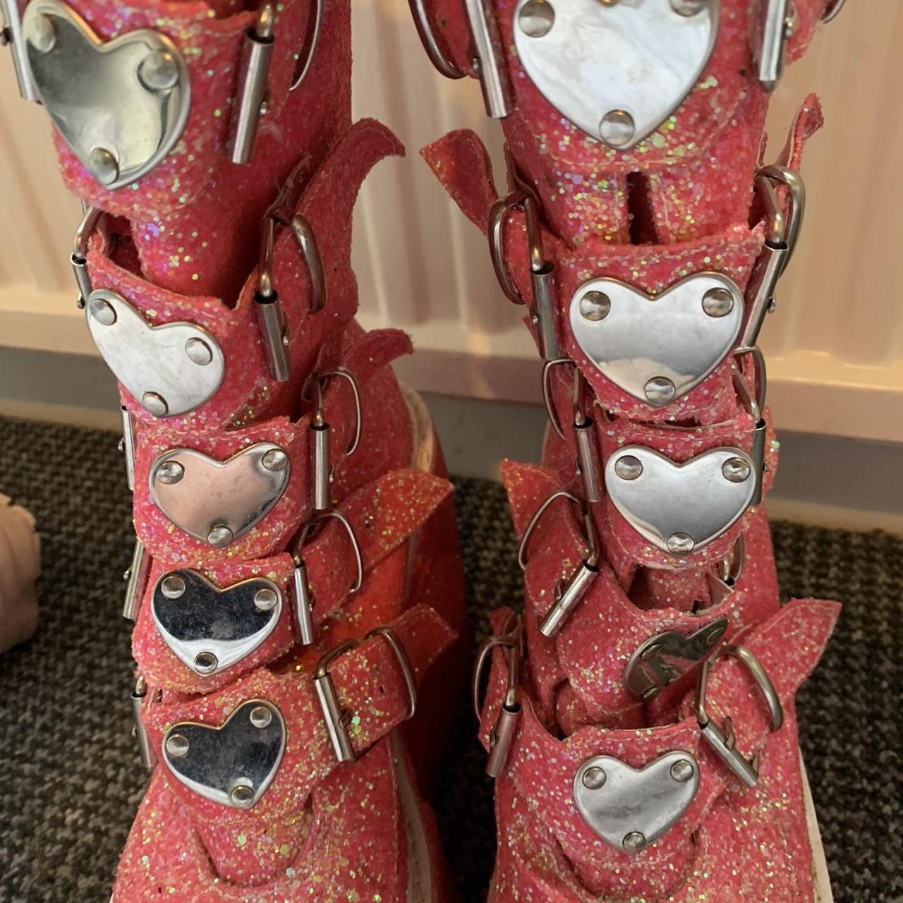 demonia trinity boots pink