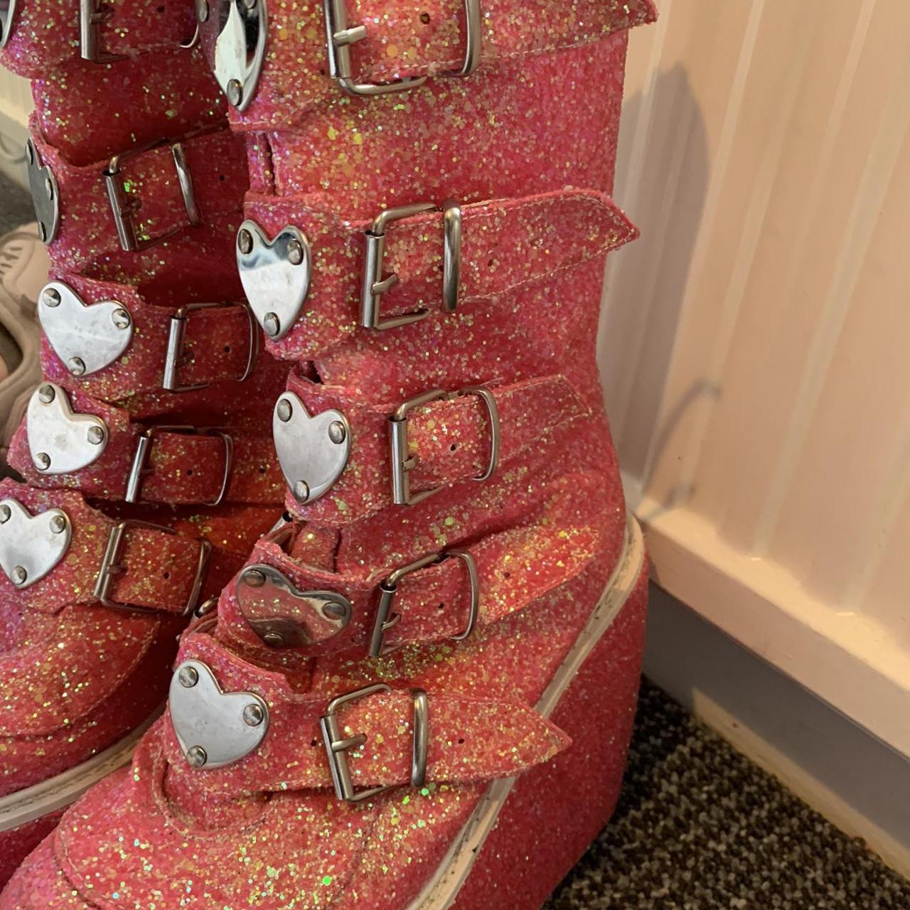 demonia trinity boots pink