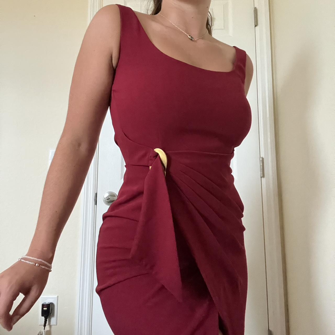 Tahari burgundy hot sale dress