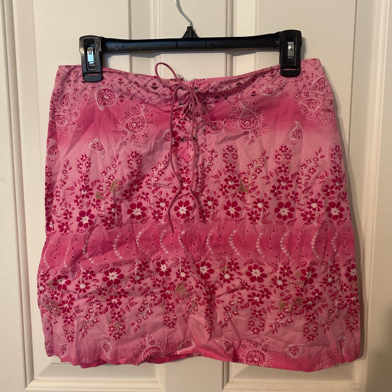 Girly n cute pink bandana pattern Y2K mini skirt... - Depop