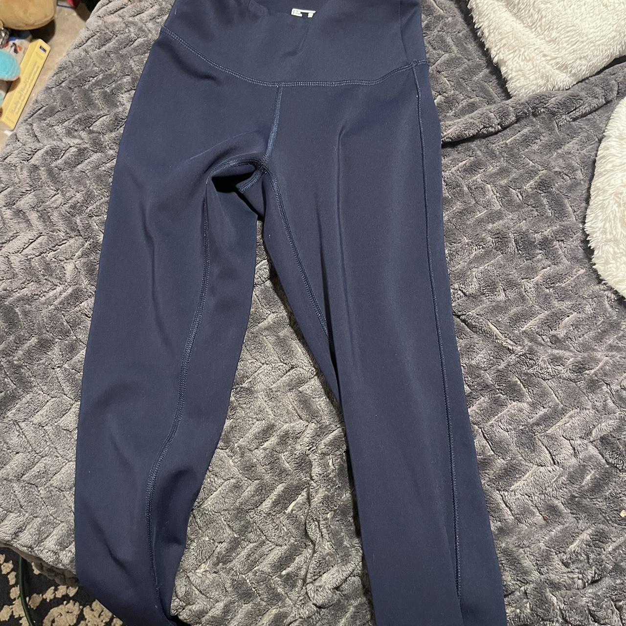 New Balance Women's Blue and Navy Leggings | Depop