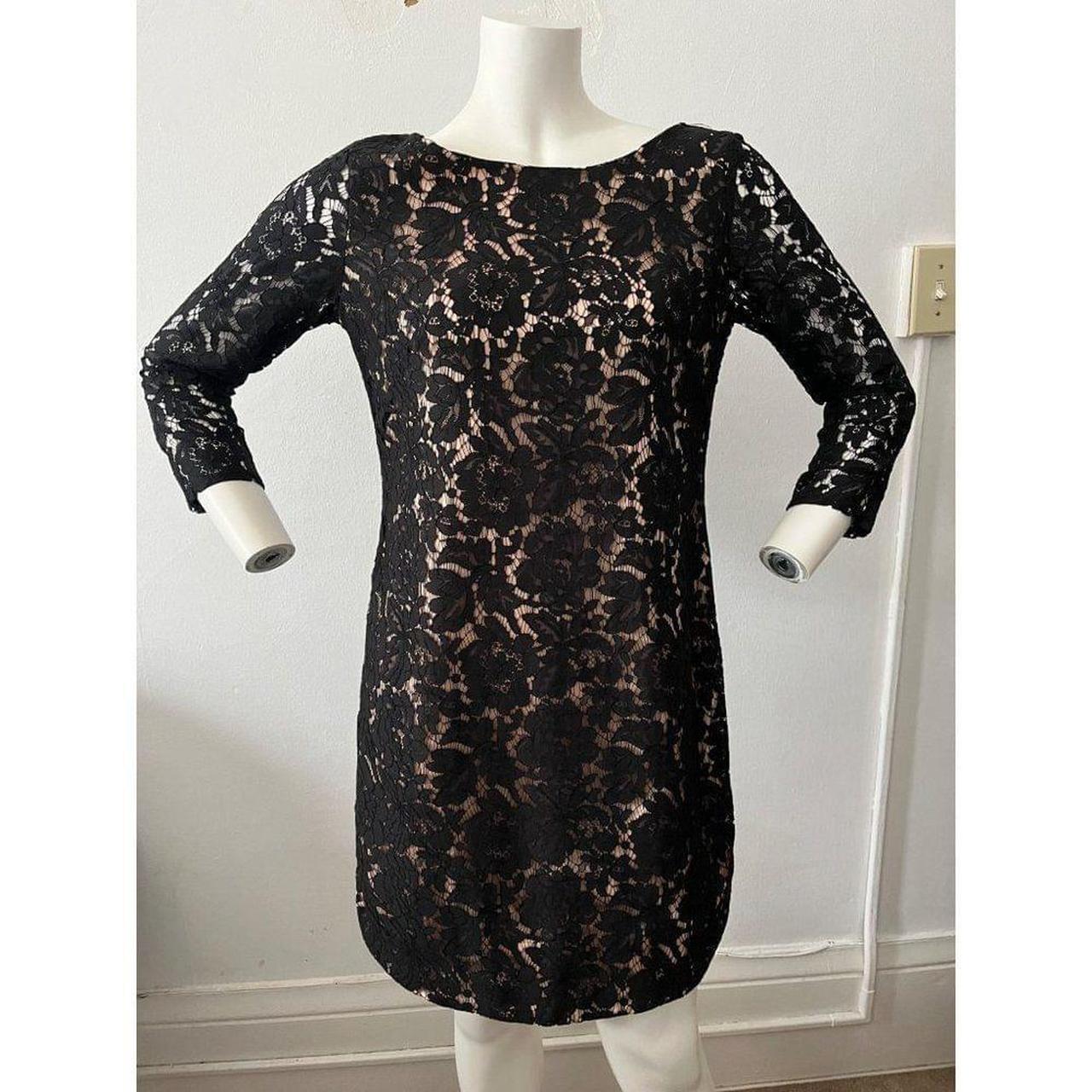 Vince Camuto Black 3/4 Sleeve Lace Dress Beige... - Depop