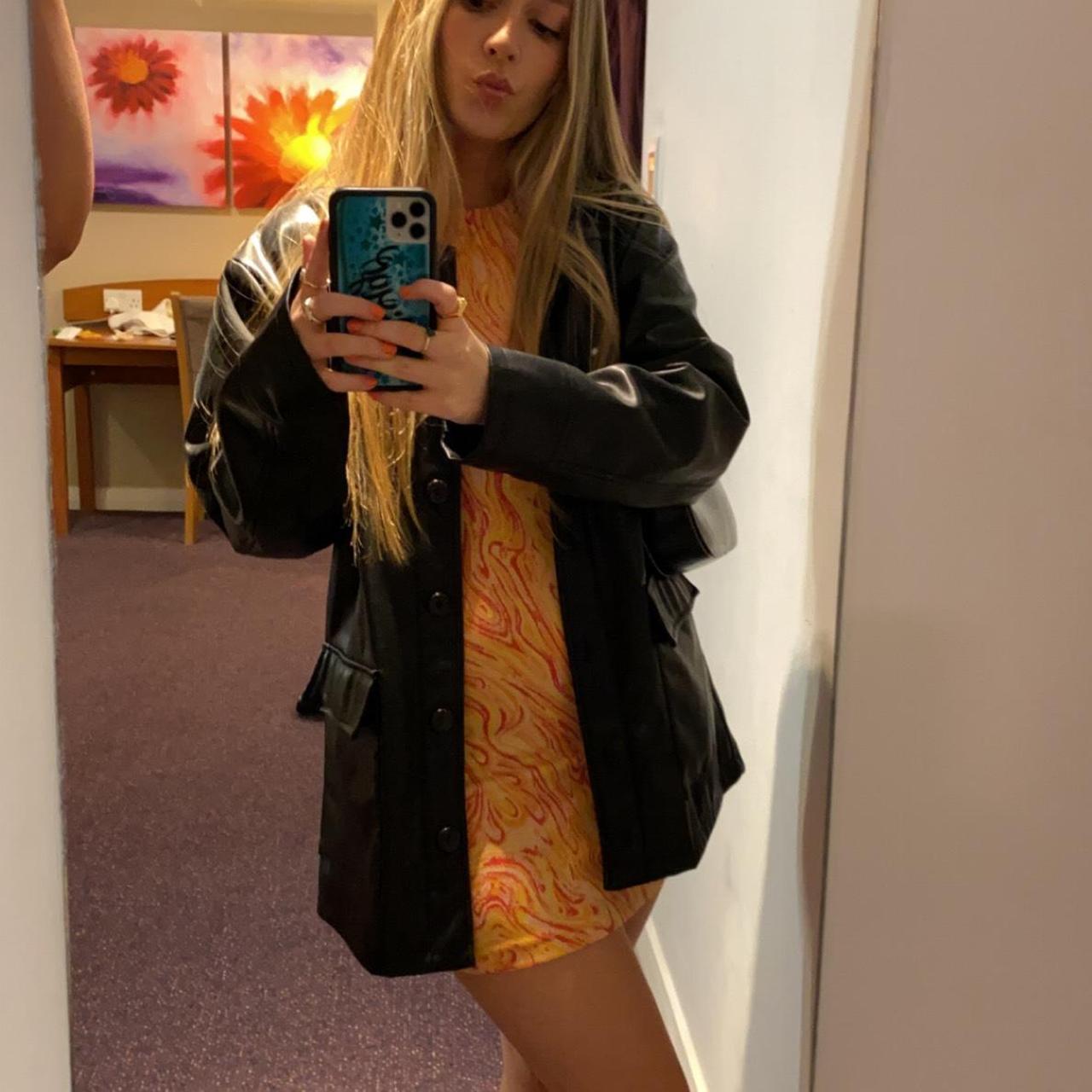 Bershka Women's Orange and Pink Dress Depop