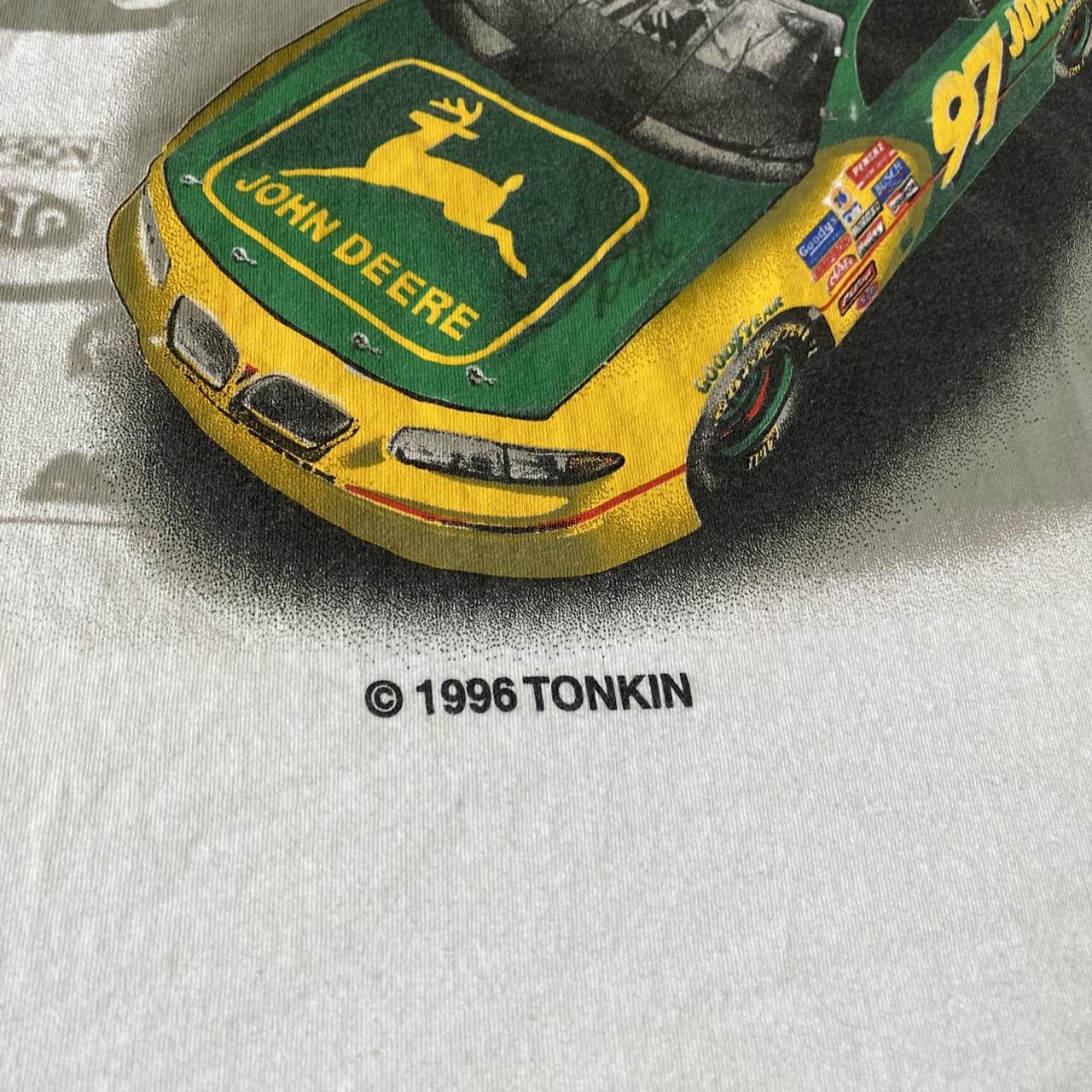 Vintage White 1996 John Deere Racing Nascar Tee hotsell