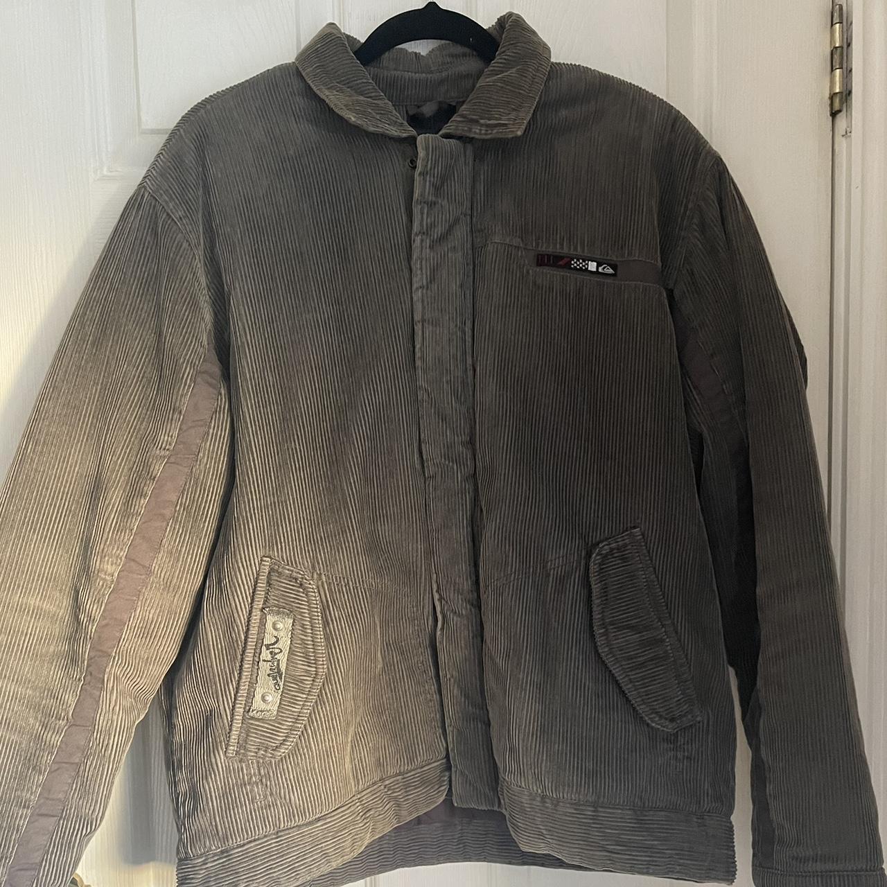 quicksilver corduroy jacket grey / green colour... - Depop