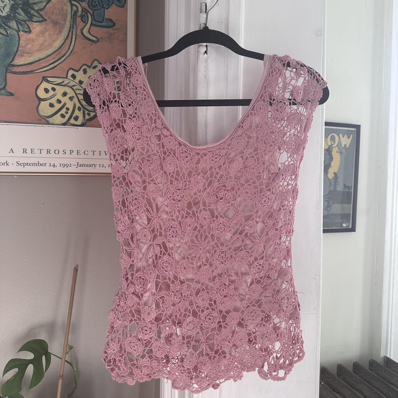 Coquette Fairycore Crochet Pink Top coquette... Depop