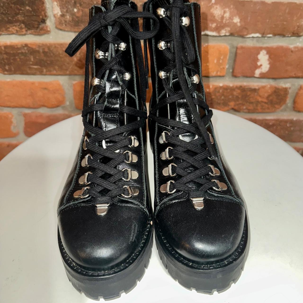 All Saints Franka Black Leather Combat Boots,