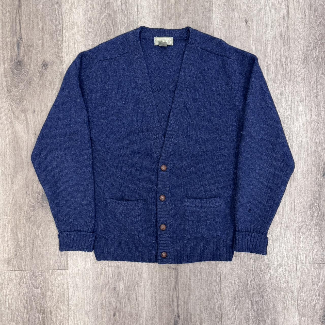 80’s plush wool navy blue cardigan Christopher... - Depop